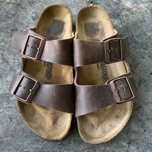 Brown leather Birkenstocks